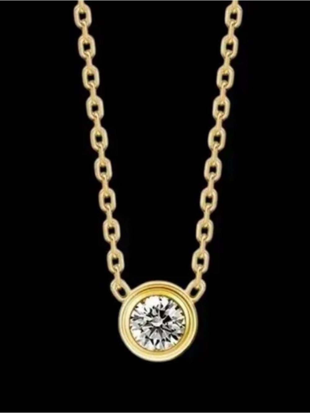 CRYSTAL BEZEL SET NECKLACE NIB 14K GOLD PLATED